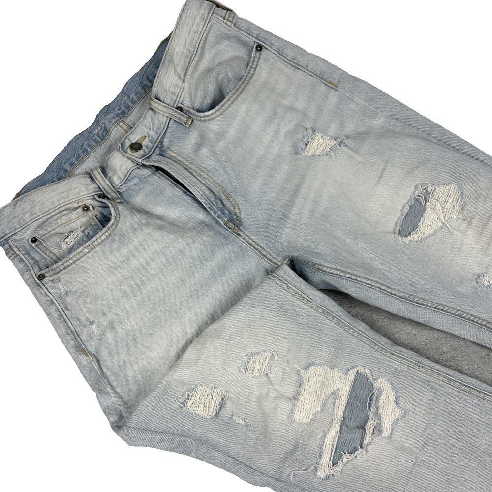Old Navy Men's Slim Fit Blue Denim Jeans Size 36x31.5 Straight Leg Distressed